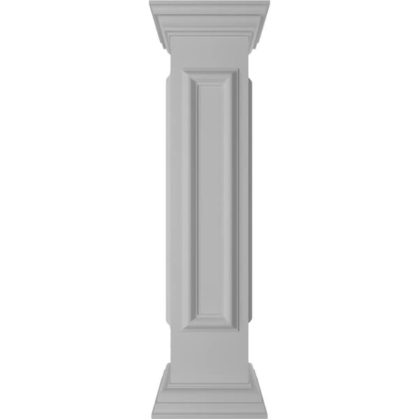 Ekena Millwork 8"W x 40"H End Newel Post with Panel, Flat Capital & Base Trim (Installation kit included) NWL08X40EPF0B0 - main